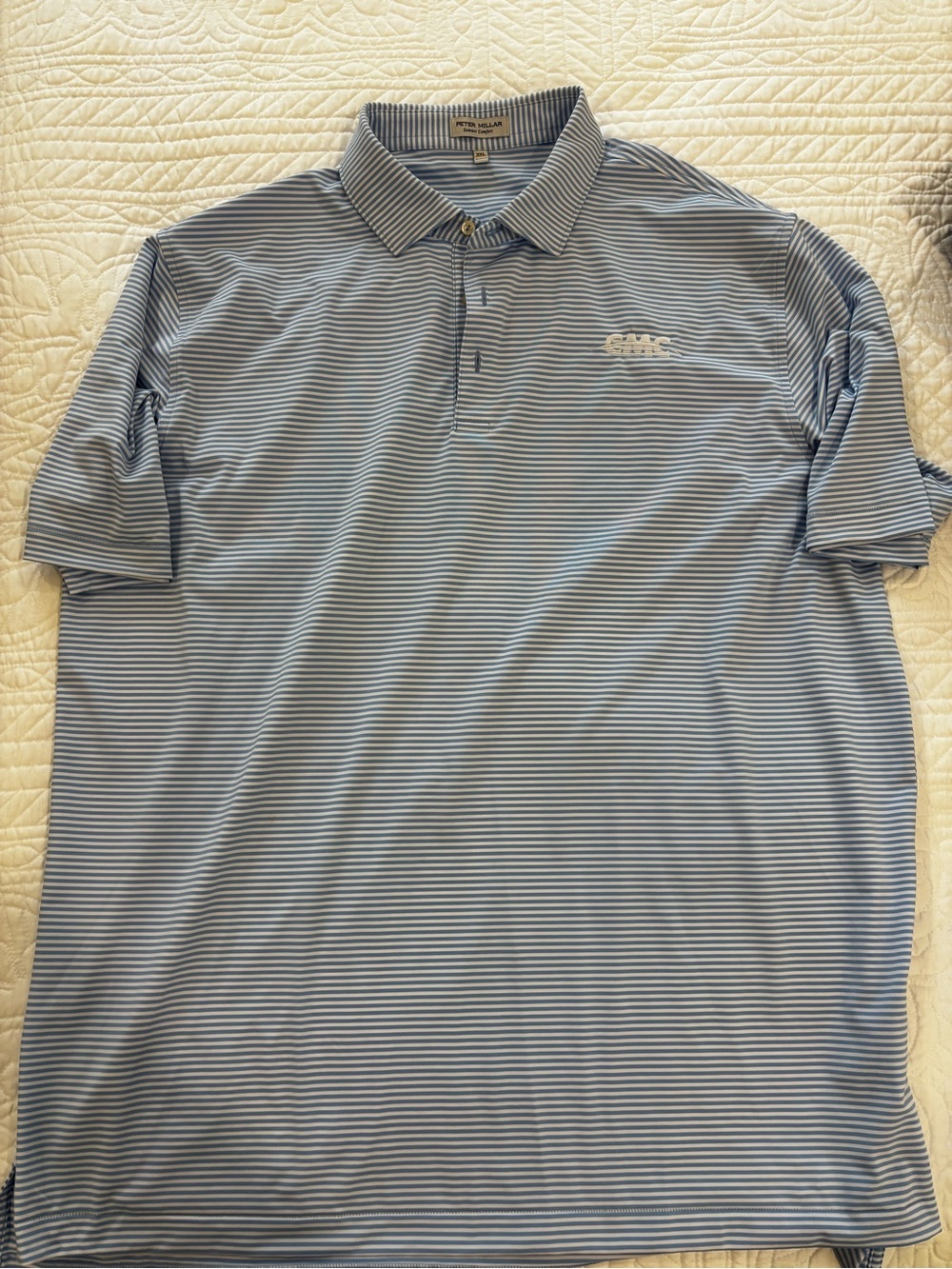 Peter Millar Light Blue Striped Polo